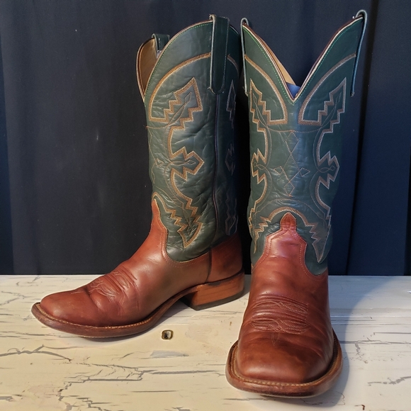 Anderson Bean Cowboy Boots in Brown and Green - Men's size 8.5 D - Picture 7 of 17